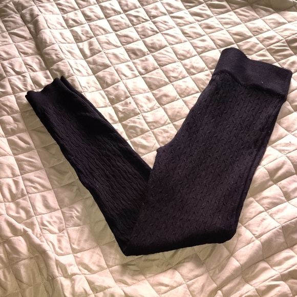 Women's Black Knit Leggings - Picture 1 of 1